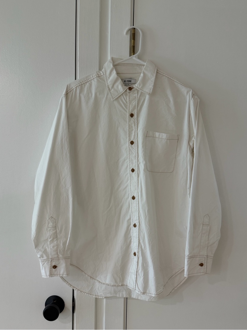 Re/Done Classic White Long-Sleeve Button-Down Shirt